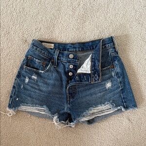 Levi's Blue Distressed Jean Shorts